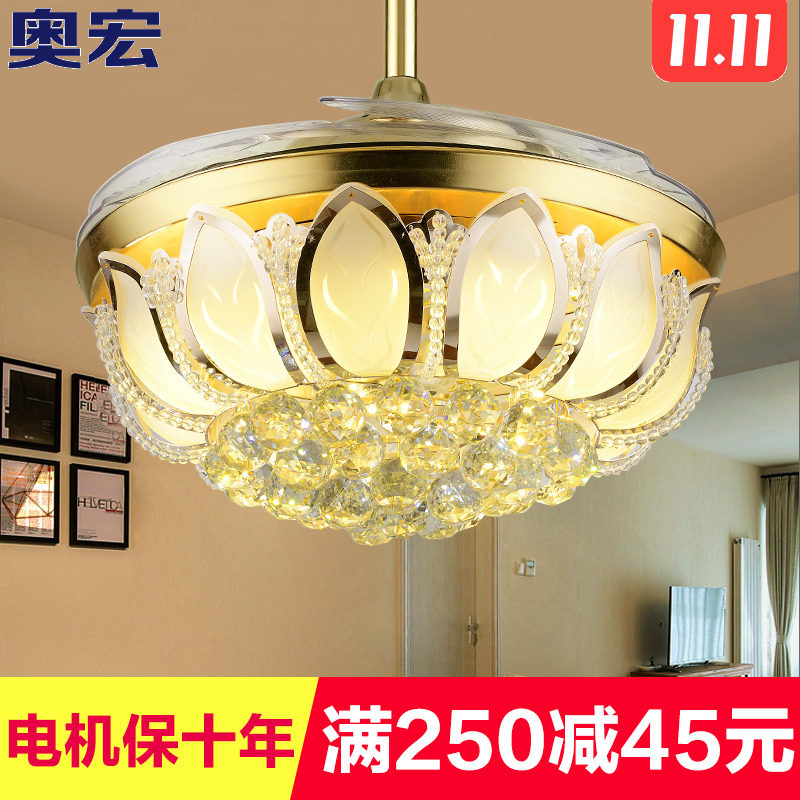 LED水晶隐形扇 现代简约餐厅客厅吊扇灯欧式豪华风扇灯时尚电扇灯在类目 生活电器, 吊扇中 - 来自Buy2taobao.com提供专业的淘宝代购服务