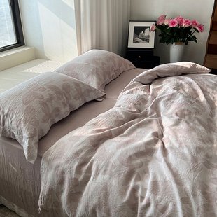 亲肤裸睡兰精天丝四件套莱赛尔纱线色织提花蝴蝶被套床单1.8m床品