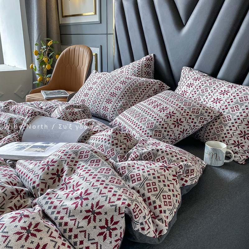 裸睡亲肤天竺棉提花全棉四件套纯棉针织棉微弹力被套床单床上用品