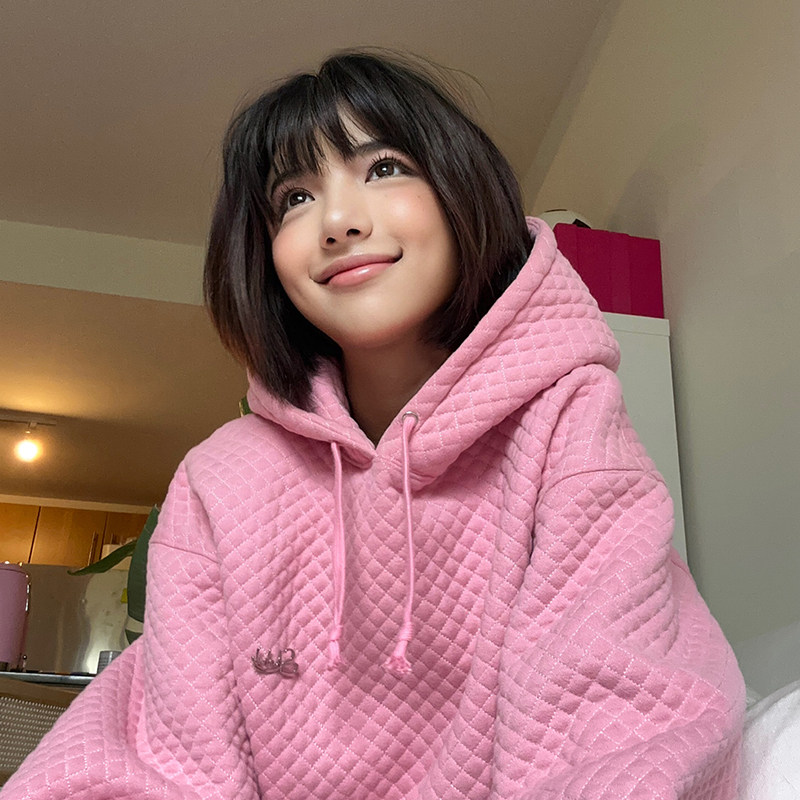 SHAHD 菱形格纹绗线连帽卫衣 夹棉卫衣宽松休闲