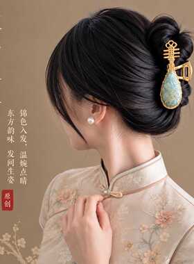 新中式宋锦饰品琵琶大抓夹女