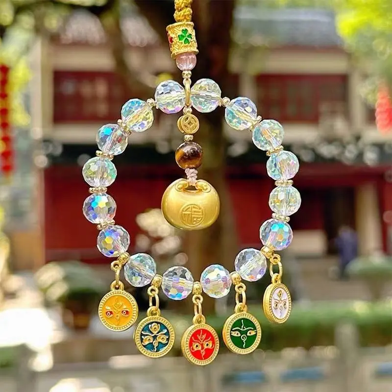 杭州灵隐新款五路财神爆闪新中式包挂小金陀汽车挂件男女通用