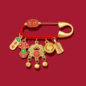 寺庙同款 胸针胸针女高档精致压惊初生满月桃木护身符实用见面礼