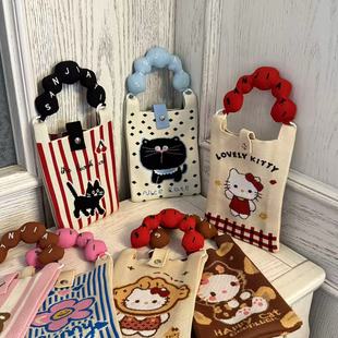 新款斜挎手机包女针织零钱包时尚百搭可爱单肩手提包通勤出门逛街