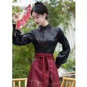 衬衣长袖 立领新中式 国风改良汉服衬衫 古风上衣配马面裙 春秋大码