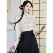 新中式 上衣秋冬日常通勤衬衣春秋 女国风纯色搭配马面裙 长袖 衬衫