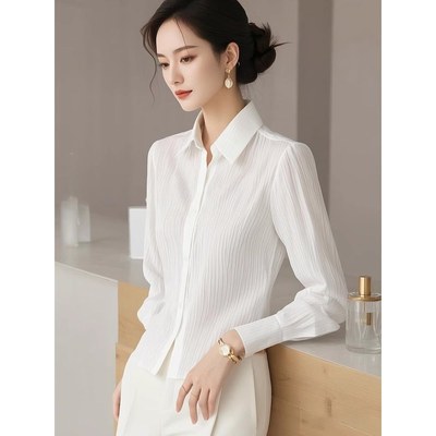 春季法式超好看白色衬衫2023