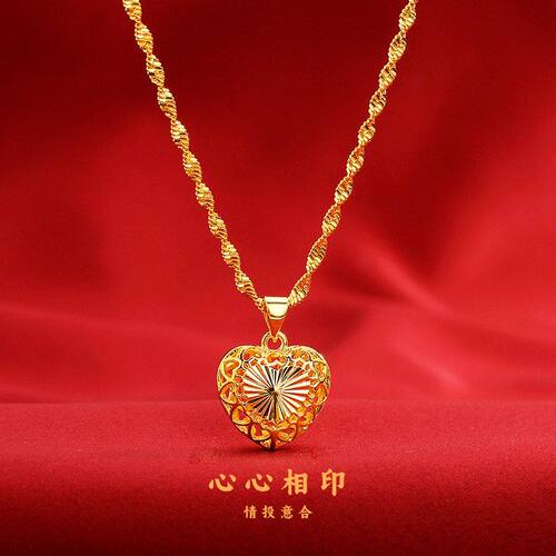 新中式金店同款双爱心项链女时尚心心相印吊坠气质网红国潮锁骨链