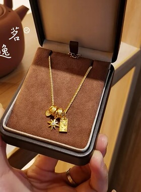 纳米真空镀膜强保色星月神话中古太阳花吊坠项链女新款精致锁骨