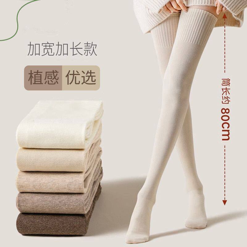高级感罗纹过膝袜护膝防滑美腿长筒袜女显瘦高弹微压JK大腿袜加长