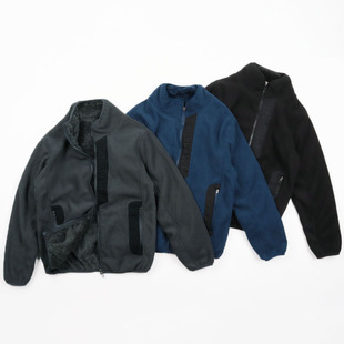 整体加绒 羊羔绒棉袄拉链口袋摇粒绒保暖外套立领夹克外贸 秋冬款