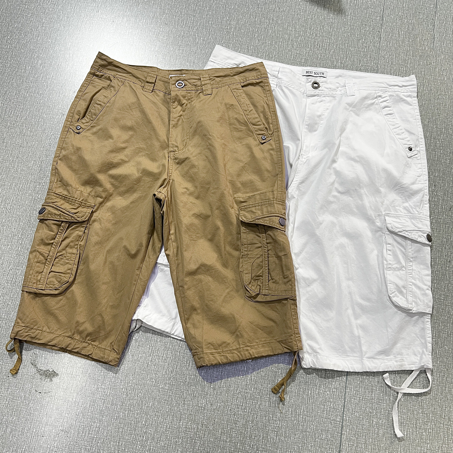 欧美大码！夏季户外纯棉耐磨多口袋宽松大码休闲可收腿5分裤短裤