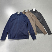 户外休闲套头卫衣外贸长袖 春秋针织加绒半拉链秋冬款 打底保暖长袖