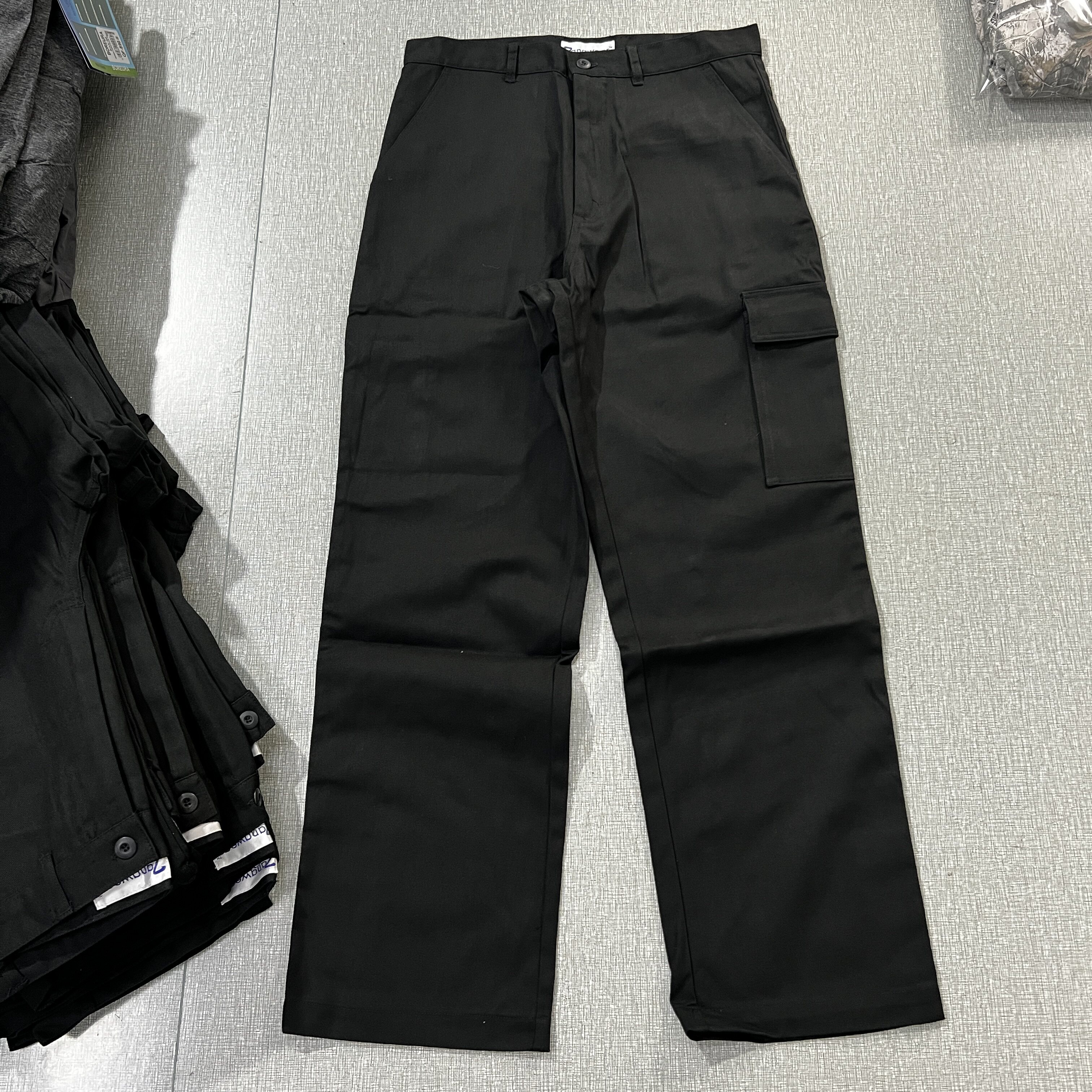 5个口袋！春秋款棉质耐磨抗造宽松休闲黑色百搭直筒宽脚工装长裤
