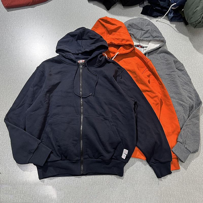 胖佬大码！纯棉外贸尾货秋冬男加绒保暖宽松休闲连帽开衫卫衣外套