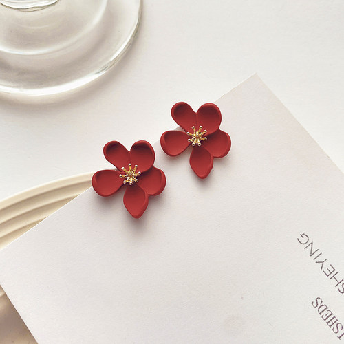 红色浪漫花朵耳环蚊香盘耳夹