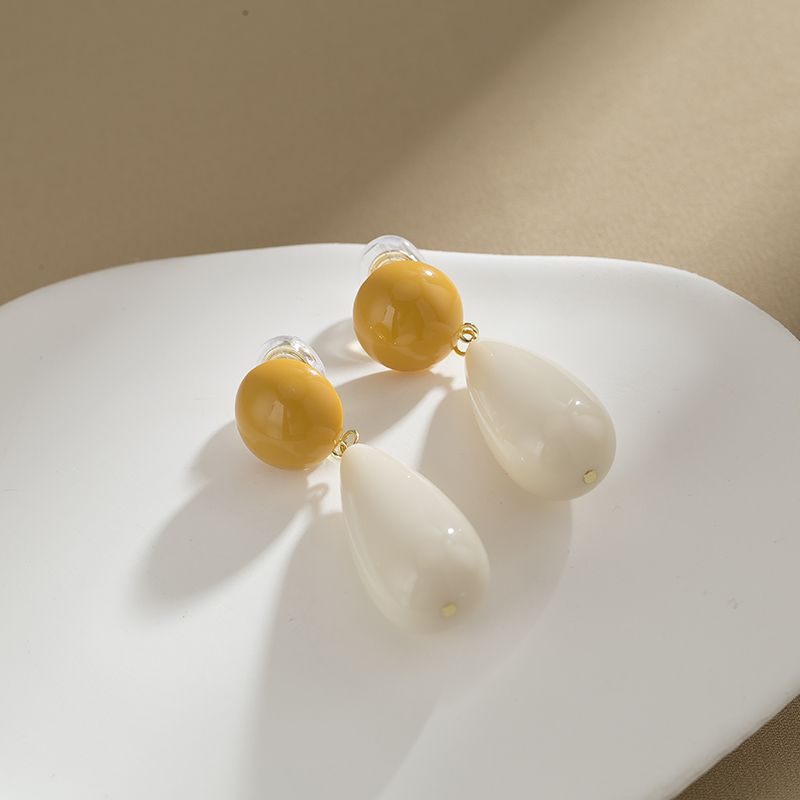 撞色水滴长款蚊香盘耳夹