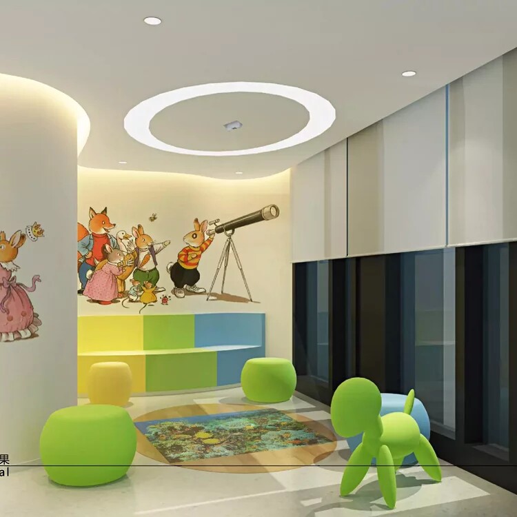 诊所门诊部社区医院儿童活动区心理健康咨询室cad施工图3d效果图