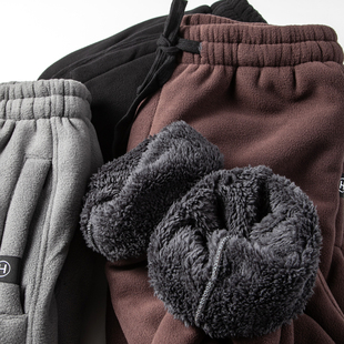 卫裤 松紧腰束脚运动休闲裤 复古摇粒绒复合加绒加厚保暖男士 日式