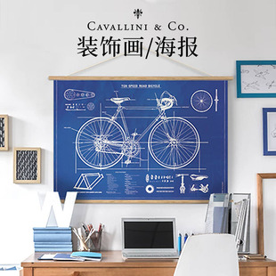 美国Cavallini壁饰挂画文艺创意海报覆古房间客厅挂轴玄关装饰画