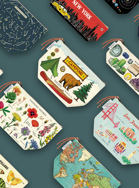 美国cavallini 收纳袋笔袋复古美式学生大容量多功能手帐收纳包