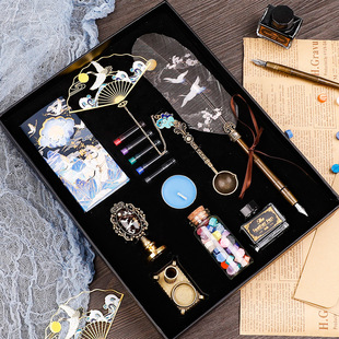 故宫文创火漆印章羽毛笔复古全套套装礼盒国潮书签套送礼毕业礼物