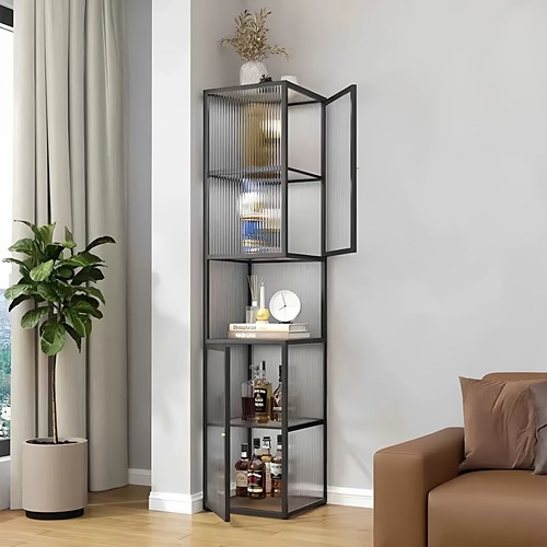 轻奢长虹玻璃转角置物柜入户酒店客厅墙角储物柜一体入户简约酒柜