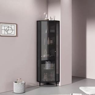 北欧轻奢玻璃柜客厅角落柜现代简约转角柜三角柜角落柜收纳储物柜