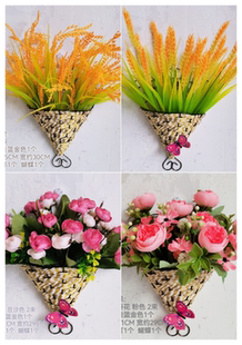 仿真花壁挂套装 饰挂墙上摆设挂壁假花绢花 花室内门框墙面背景墙装