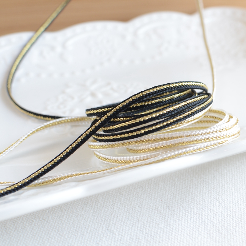 花边辅料黑白金线编织蕾丝娃衣花边，嵌边装饰辅料 宽0.3CM