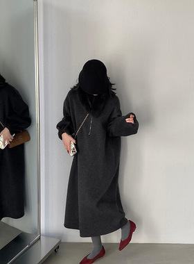 江左 松弛感老钱高智韩系背排扣前后两穿羊毛外套/连衣裙 27231