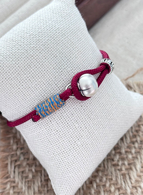 999足银柿柿如意手链手绳女复古新中式小柿子红绳编制手饰