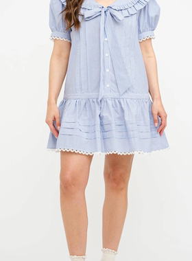 小俞家 sofie the labe*家蓝色调味剂娃娃领连衣裙短裙可爱休闲