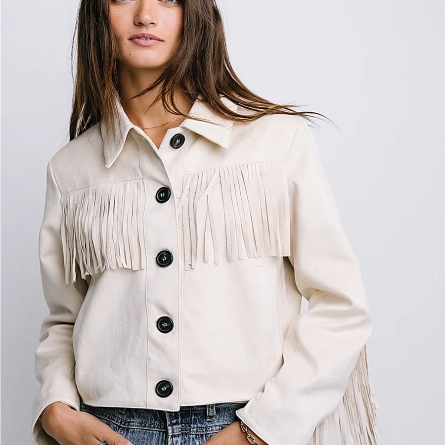 小俞家 bohm*家米色流苏夹克麂皮外套休闲宽松舒适上衣秋季