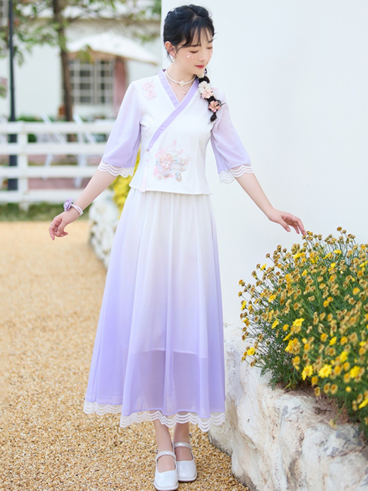 [LOSS OF MONEY PROCESSING] NEW CHINESE STYLE RETRO GIRL HANFU IMPROVED VERSION OF THE ELASTIC WAIST VERSATILE TEMPERAMENT SKIRT