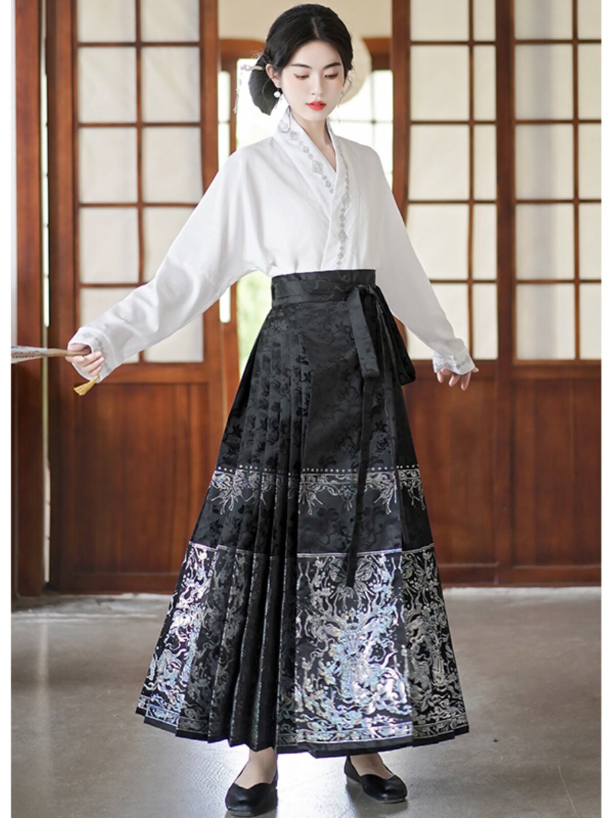 [LOSS PROCESSING] NEW CHINESE EMBROIDERY COLLAR DAILY MING LOOSE AND VERSATILE LONG-SLEEVED RETRO AIRPLANE SLEEVE SHIRT