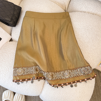 新中式气质重工刺绣民族风半身裙