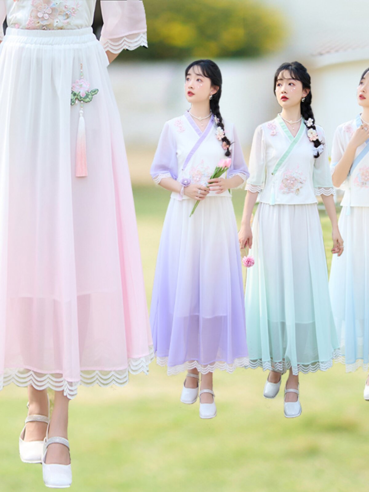 [LOSS OF MONEY PROCESSING] NEW CHINESE STYLE RETRO GIRL HANFU IMPROVED VERSION OF THE ELASTIC WAIST VERSATILE TEMPERAMENT SKIRT