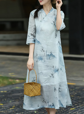 碎花中国风改良文艺古风印花旗袍