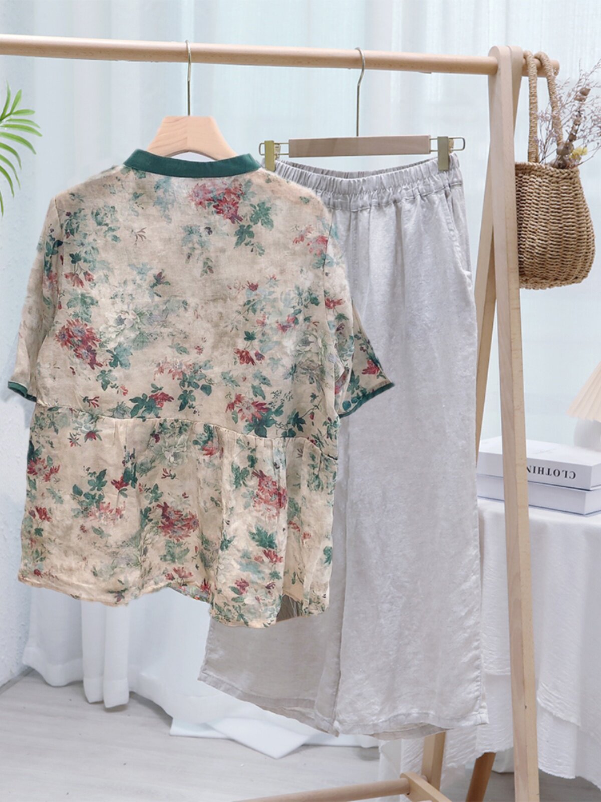 [LOSS OF MONEY PROCESSING] SUMMER FLORAL RETRO SHORT-SLEEVED VERSATILE LINEN TEMPERAMENT LITERARY PLUS-SIZE LOOSE SHIRT TOP