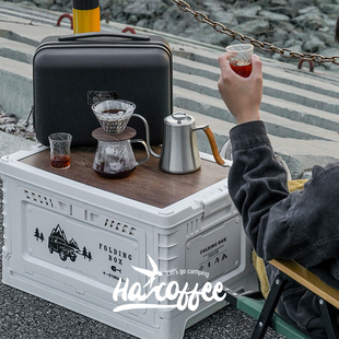 COFFEE户外露营手冲咖啡壶滤杯便携箱子收纳包手摇磨豆机礼盒
