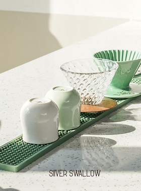 手冲咖啡沥水垫 咖啡厅吧台滤杯垫 牛油果绿色杯子沥水垫