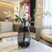 轻奢高级感龟背竹玻璃花瓶透明客厅水培插花玫瑰百合餐桌摆件花器