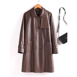宽松皮风衣夹克女高级感 高品质皮衣外套中长款 511款 2025秋新款
