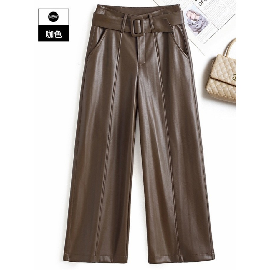 海宁绵羊皮裤女2025秋冬新款高腰阔腿裤环保皮大码长裤加绒休闲裤,女装/女士精品,皮衣,淘宝优惠券,粉丝福利购,淘宝优惠卷