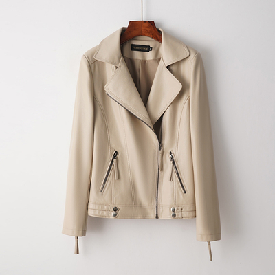 2025春季海宁真皮皮衣女修身短款西装领机车显瘦绵羊皮夹克小外套