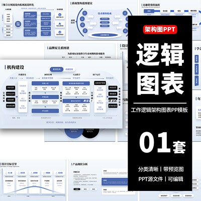 企业商务互联网科技数据分析逻辑架构项目可视化信息图表ppt模板