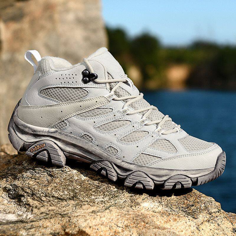 外贸大码户外男女款登山鞋中帮帮真皮耐磨减震防滑透气徒步越野鞋