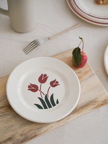 LYMTICS美耐皿餐盘水果盘A5食品级密胺甜品碟郁金香款仿瓷圆菜盘