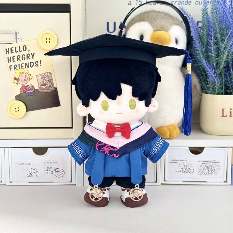 40cm硕士服娃衣20cm棉花娃娃衣服大学生毕业季硕士服毛绒公仔套装